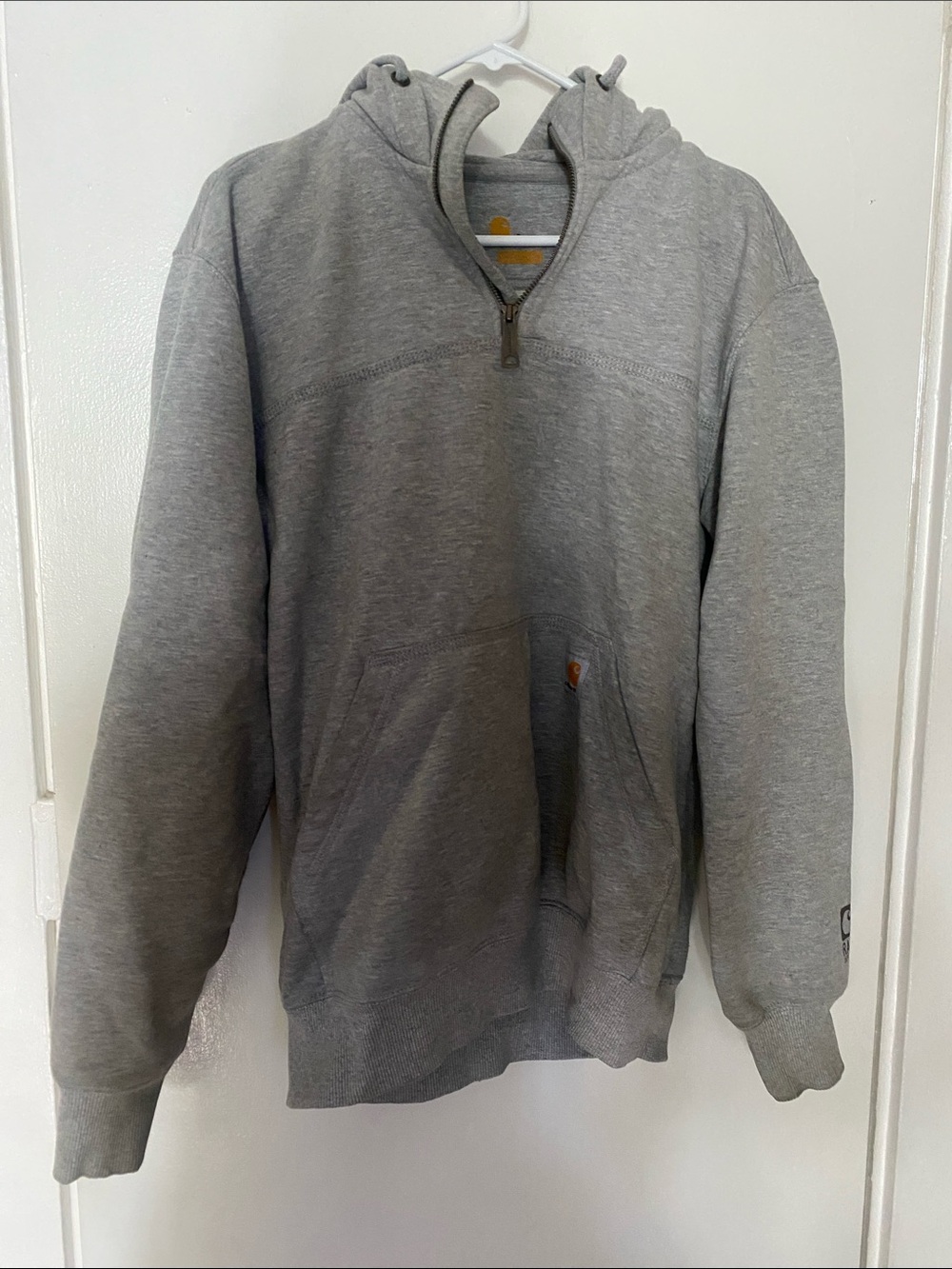 Men's Gray Half-Zip Hooded Sweater Carhartt Rain Defender